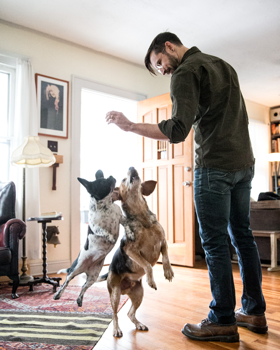 Los Angeles Dog Photography, Michael Brian, Two dogs, one blind dog, Purina ONE, jumping up for treats, Zeus Jones, 28 Day Challenge, Asheville, North Carolina
