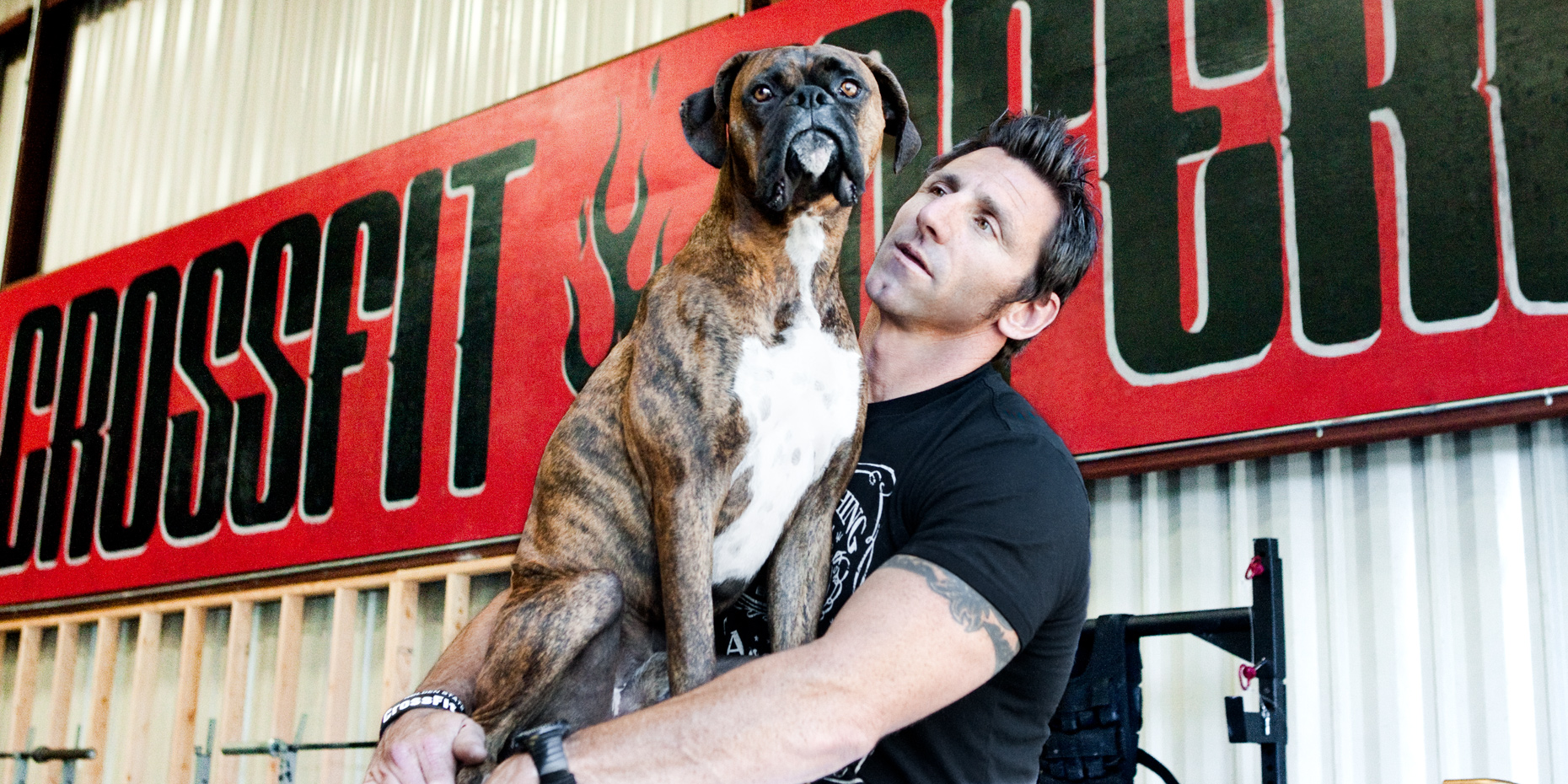 Crossfit, LA Dog Photography, Michael Brian, Los Angeles, Sports, Bill Grundler with Boxer dog, Crossfit Inferno